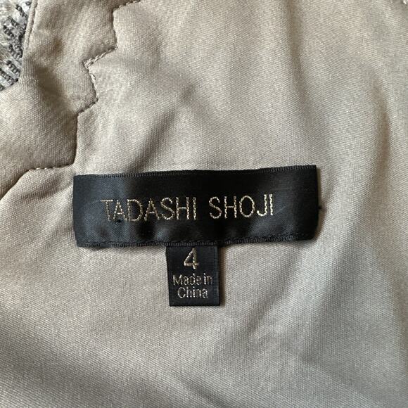 Tadashi Shoji Cocktail Dress Sequined Lace Smoked Pearl Grey‎ Bronze Size 4 - Picture 7 of 11